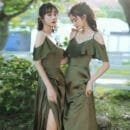 Bridesmaid Dress Girlfriend Group Summer New Satin Long Sisters Temperament Mori Celebrity Banquet Bridesmaid Dress