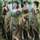 Bridesmaid Dress Girlfriend Group Summer New Satin Long Sisters Temperament Mori Celebrity Banquet Bridesmaid Dress