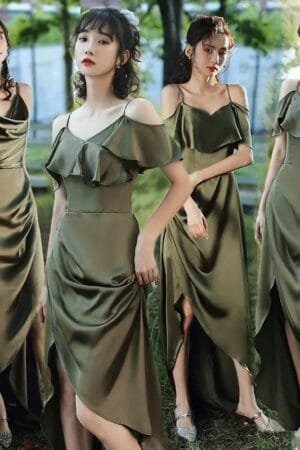 Bridesmaid Dress Girlfriend Group Summer New Satin Long Sisters Temperament Mori Celebrity Banquet Bridesmaid Dress
