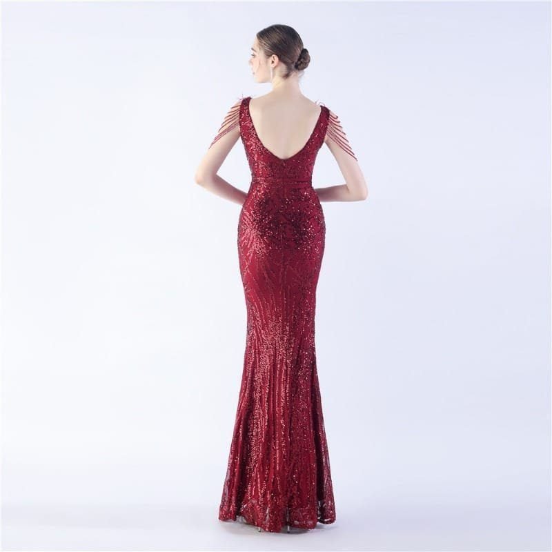Luxe Feather & Sequin Maxi Gown | Heavy Beadwork 66 103A2680.jpg