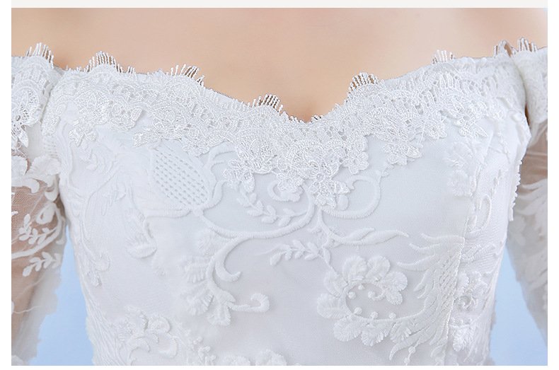 One-word Shoulder Wedding Dress Bride New Long Trailing Dream Princess Korean Long-sleeved Slim Wedding Dress 11 10725801363 1741330465