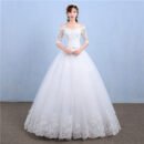 One-word Shoulder Wedding Dress Bride New Long Trailing Dream Princess Korean Long-sleeved Slim Wedding Dress