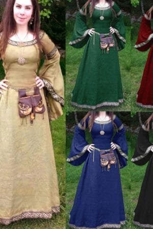 Classic Medieval Central European Party Long Sleeve Crewneck Slim Fit Women's Dress