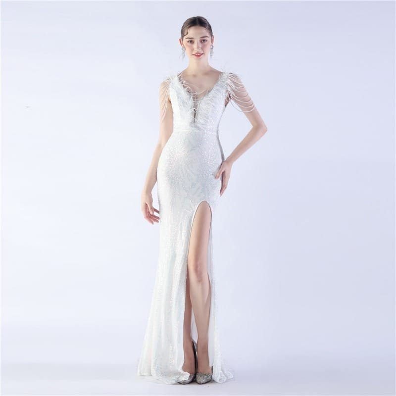 Luxe Feather & Sequin Maxi Gown | Heavy Beadwork 71 103A2696.jpg