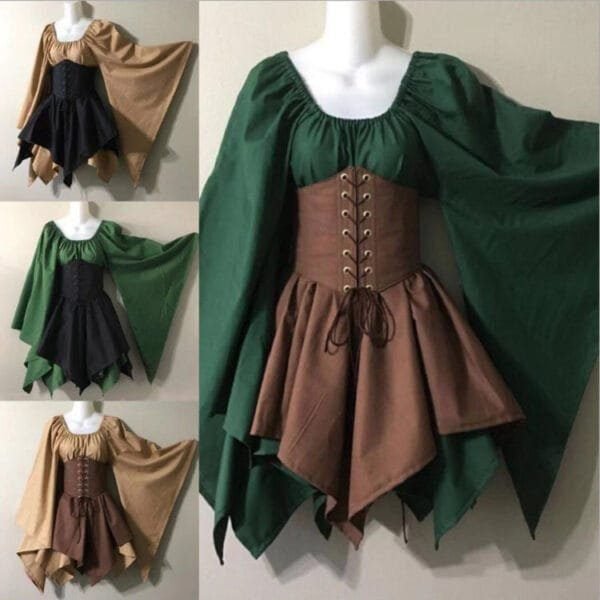 New Party Long-sleeved Women's Renaissance Medieval Dress