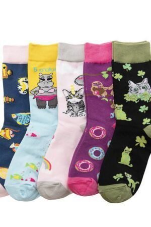 Men's Four Seasons Women's Socks Cotton Personality Trend Stockings Cute Women's Tide Socks-5PRS