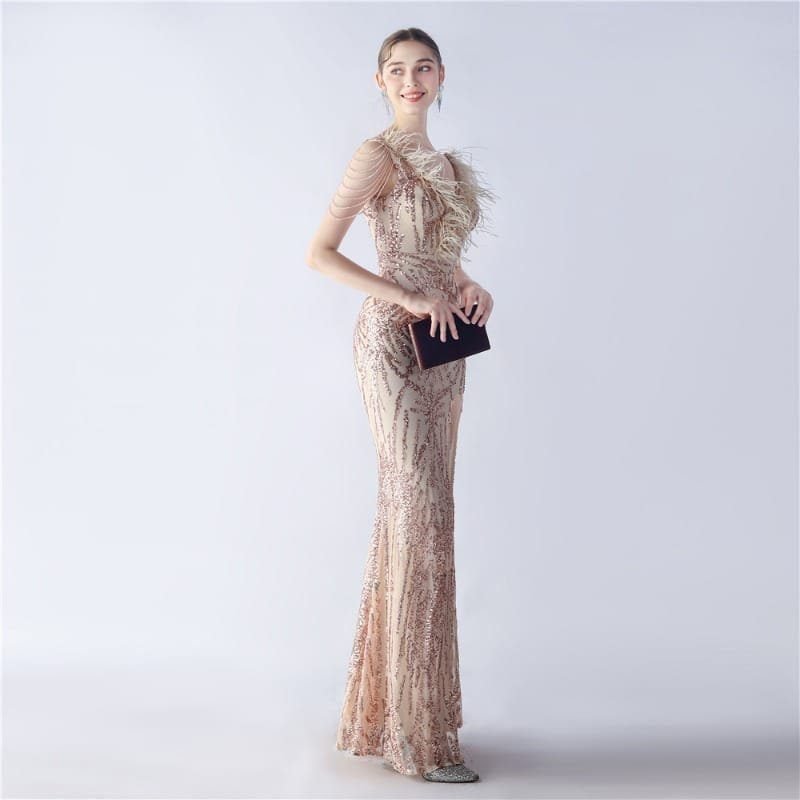 Luxe Feather & Sequin Maxi Gown | Heavy Beadwork 55 103A2618.jpg