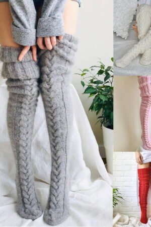 Mohair Long Tube Knee Stacking Socks Women, Cross-border Long Tube Extended Knitted Wool Socks Women