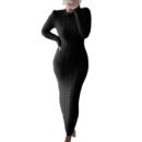 Autumn and Winter New Women's Fashion Twist Long-sleeved Woolen Dress