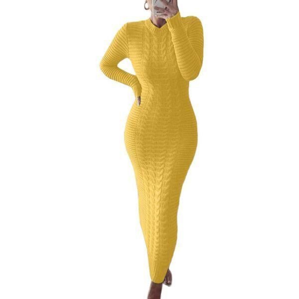 Autumn and Winter New Women's Fashion Twist Long-sleeved Woolen Dress - Image 7