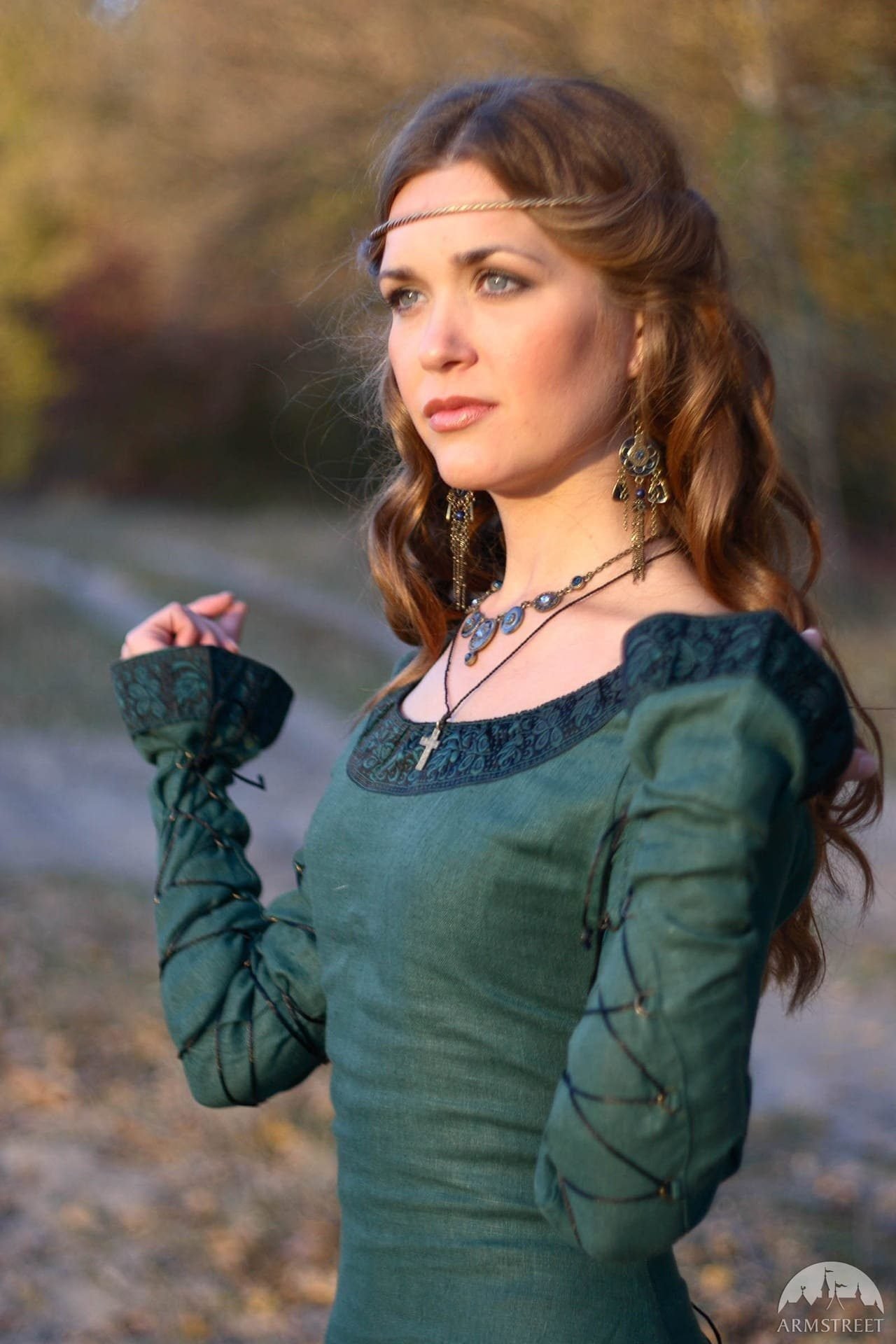 Classic Medieval Central European Party Long Sleeve Crewneck Slim Fit Women's Dress 9 st8j15036502886hsd