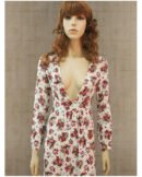 Bohemian Ladies Print Floral Ruffle V-Neck Lantern Sleeve Long Autumn Dress