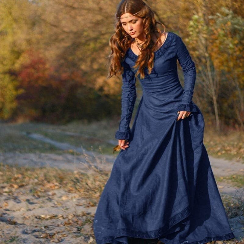 Classic Medieval Central European Party Long Sleeve Crewneck Slim Fit Women's Dress 13 undefined