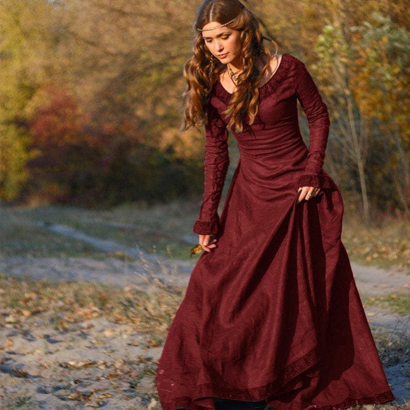 Classic Medieval Central European Party Long Sleeve Crewneck Slim Fit Women's Dress 4 Classic Medieval Central European Party Long Sleeve Crewneck Slim Fit Women's Dress - Image 4