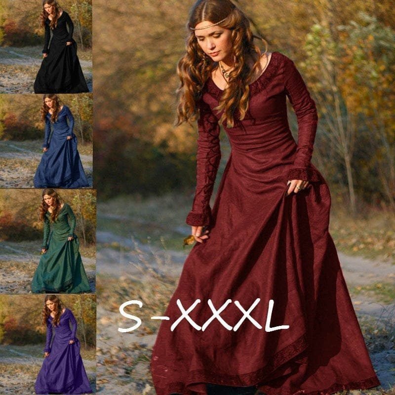 Classic Medieval Central European Party Long Sleeve Crewneck Slim Fit Women's Dress 1 Classic Medieval Central European Party Long Sleeve Crewneck Slim Fit Women's Dress