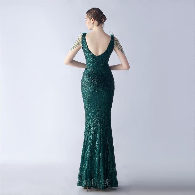 Luxe Feather & Sequin Maxi Gown | Heavy Beadwork 48 103A2578.jpg