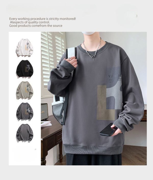 Autumn and Winter Large Size Simple Casual Sweater Hoodie Men Loose Versatile Casual - Image 2