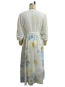 Dark Academia Maxi Dress - Artistic Digital Print V-Neck with Contrast Panelled Sleeves