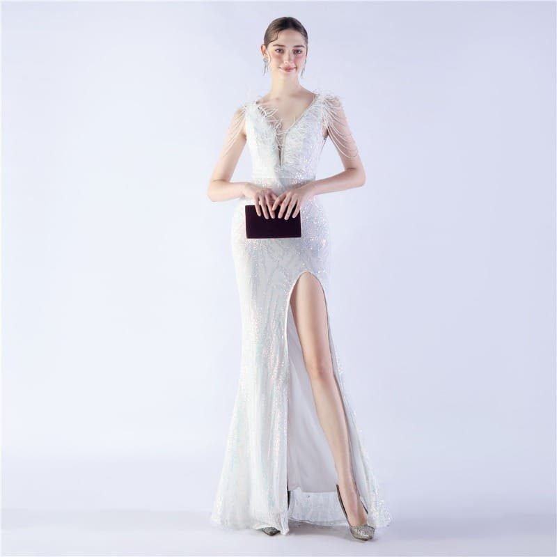Luxe Feather & Sequin Maxi Gown | Heavy Beadwork 74 103A2715.jpg