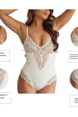 Sexy V-Neck Breathable Lace Corset - Hourglass Body Shaper for Summer Suspender Underwear with Lightweight Waist Trainer