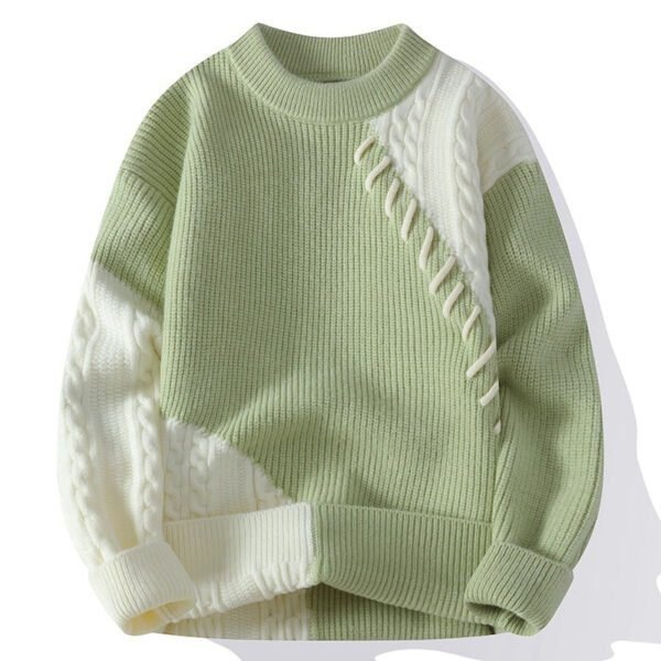 Contrasting Color Crew Neck Pullover Sweater Men's Spring Autumn Winter New Knitted Loose Casual Long-sleeved Bottoming - Image 8