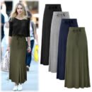Large Size Women's Clothing Fashion Knitted Skirt High Waist Medium and Long Slit A-shaped Skirt Elastic Over The Knee