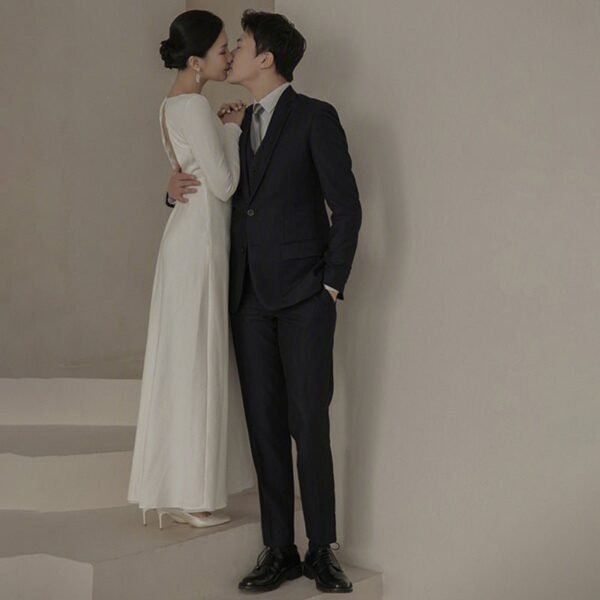 Engagement French Light Wedding Dress Skirt Women's High Sense Spring Simple Hepburn Style Backless New Chinese Style - Image 3