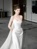 Light Wedding Dress White Trailing Wedding Bride Toast Engagement Evening Dress High Sense Satin Tube Top Dress Women