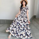 Prairie Dream Dress: Tiered Cotton Maxi - Cold Shoulder & Smocked Waist