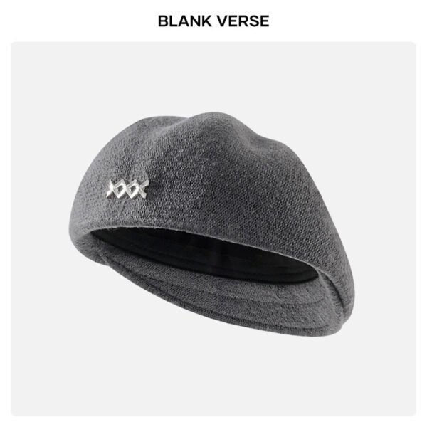 Autumn and Winter New Metal Standard Beret Children Big Head Circumference Show Face Small Reverse Wear Woolen Forward Hat - Image 6