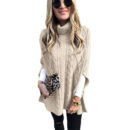 New Turtleneck Solid Color Street Hipster Sweater Loose Fashion Sweater Women's Shawl