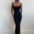 2025 Solid Color Women's Dress Slim Peach Hip Suspender Long Fishtail Skirt