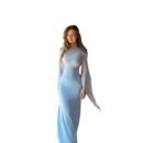 Elegant Summer Sheer Bell Sleeve Slim Satin Maxi Dress – Trendy Party Wear