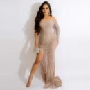 Sexy, Hot Diamond, Chest Wrap, Perspective, Side Open, Slim Fit, Mopping Dress Skirt
