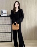 Autumn and Winter Internet Celebrity Fried Street Temperament Muse Fan Gray Fashion Leisure Sports Suit Women's Three-piece Set