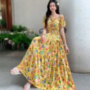 Prairie Dream Dress: Tiered Cotton Maxi - Cold Shoulder & Smocked Waist