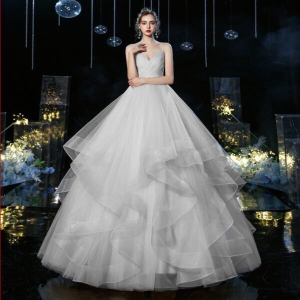New Temperament Sexy Deep V Wedding Dress, Tube Top Suspender Qi Di Mesh Wedding Photo Wedding Dress - Image 8