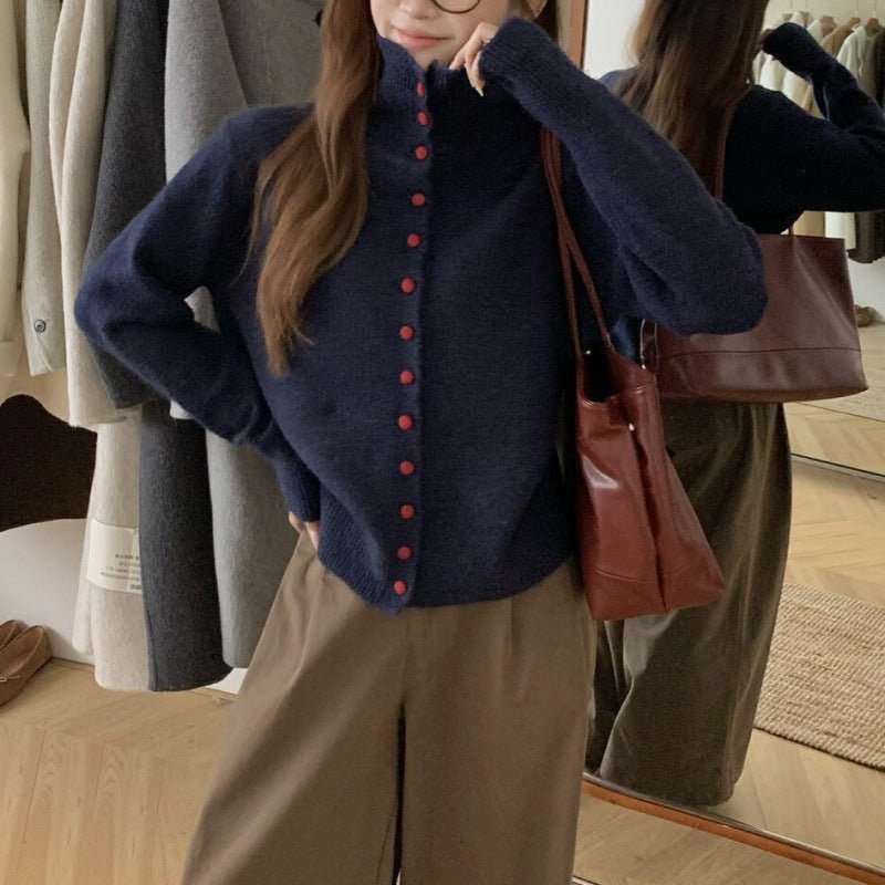 Casual Turtleneck Bag Buckle Sweater Cardigan Women's Autumn and Winter New Lazy Wind Knitted Outer Women's 4 Casual Turtleneck Bag Buckle Sweater Cardigan Women's Autumn and Winter New Lazy Wind Knitted Outer Women's - Image 4
