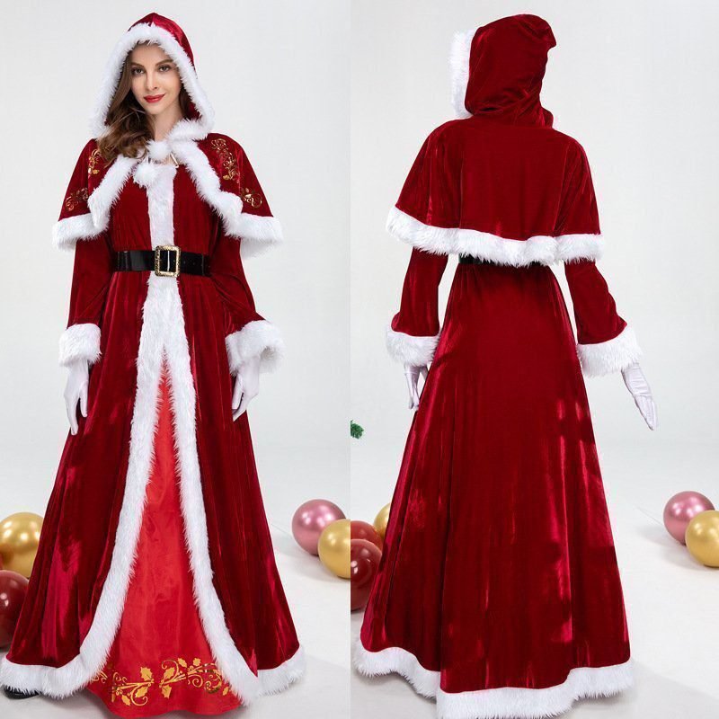 Santa Claus Couple Clothing Vintage Court Dress Women's Cosplay Makeup Ball Performance Clothing 22 01