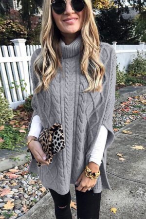 New Turtleneck Solid Color Street Hipster Sweater Loose Fashion Sweater Women's Shawl
