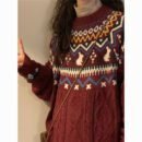 New Year's Red Sweater for Women's Autumn and Winter New Lazy Wind Niche Knitted Sweater for Women
