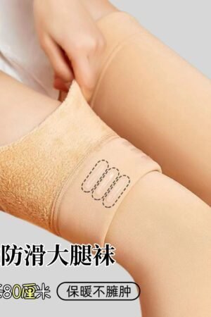 Super Long Velvet Thigh Socks Over Knee Socks Silicone Non-slip Knee Socks Cover Root Winter Warm Flesh-colored High-tube Stockings