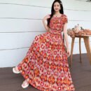 Prairie Dream Dress: Tiered Cotton Maxi - Cold Shoulder & Smocked Waist
