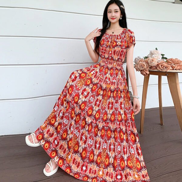 Prairie Dream Dress: Tiered Cotton Maxi - Cold Shoulder & Smocked Waist - Image 12
