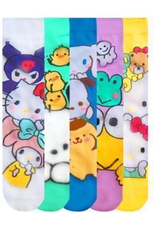 Women's Four Seasons Women's Cotton Animation Male Manufacturer Hello Kitty Ins Trendy Socks Men's Socks-5PRS