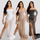 Sexy, Hot Diamond, Chest Wrap, Perspective, Side Open, Slim Fit, Mopping Dress Skirt