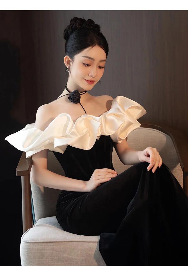 Evening Dress Women's Black One-word Shoulder Temperament High-end Fishtail Senior Sense Adult Ceremony Banquet Dress Light Luxury Niche 17 O1CN01CBM9Cc2BPeU49OkW6 2216064808331 0 cib