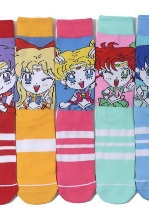 Female Casual Cotton Medium Tube Sailor Moon Anime Manga Day Man Women's Socks-5prs