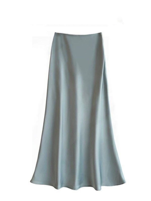 French Temperament Acetic Acid Satin Drape Skirt Women's Spring and Summer Solid Color High Waist Hip-wrapped Fishtail Skirt A-word Long Skirt - Image 7