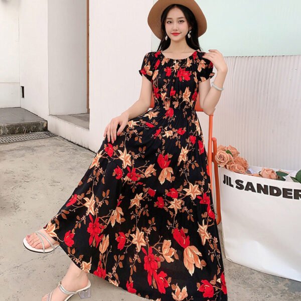 Prairie Dream Dress: Tiered Cotton Maxi - Cold Shoulder & Smocked Waist - Image 2